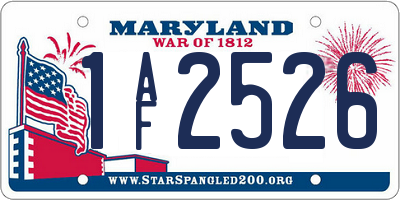 MD license plate 1AF2526