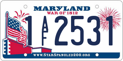 MD license plate 1AF2531
