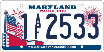 MD license plate 1AF2533