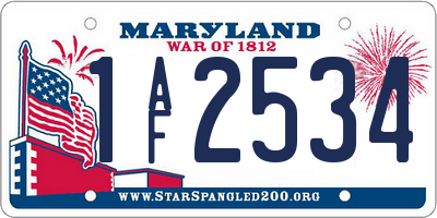 MD license plate 1AF2534
