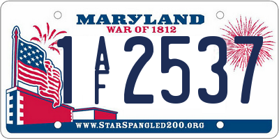MD license plate 1AF2537
