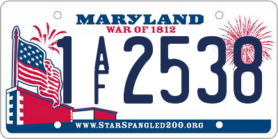 MD license plate 1AF2538