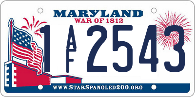 MD license plate 1AF2543