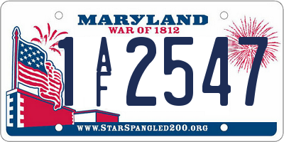 MD license plate 1AF2547