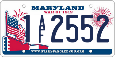 MD license plate 1AF2552