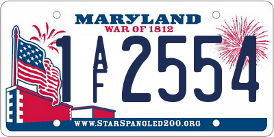 MD license plate 1AF2554