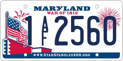 MD license plate 1AF2560