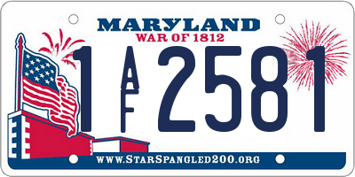 MD license plate 1AF2581