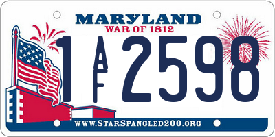 MD license plate 1AF2598