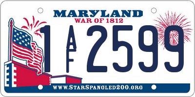 MD license plate 1AF2599