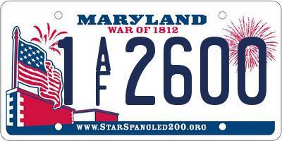 MD license plate 1AF2600