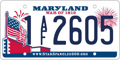 MD license plate 1AF2605