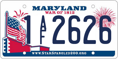 MD license plate 1AF2626