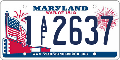 MD license plate 1AF2637