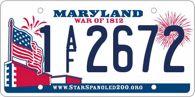 MD license plate 1AF2672