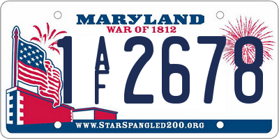 MD license plate 1AF2678