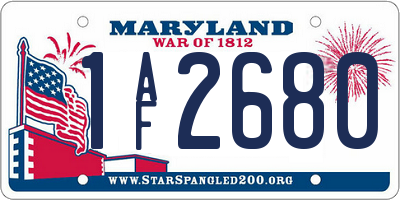 MD license plate 1AF2680