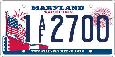 MD license plate 1AF2700