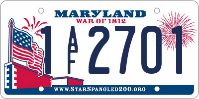 MD license plate 1AF2701