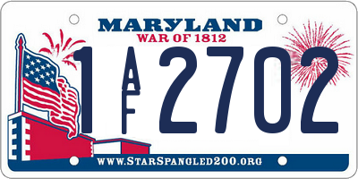 MD license plate 1AF2702