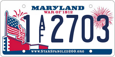MD license plate 1AF2703