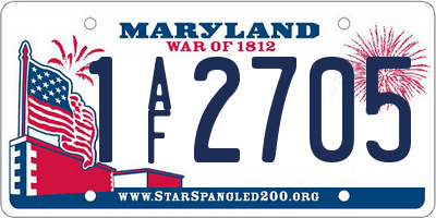 MD license plate 1AF2705