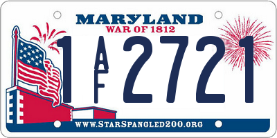 MD license plate 1AF2721
