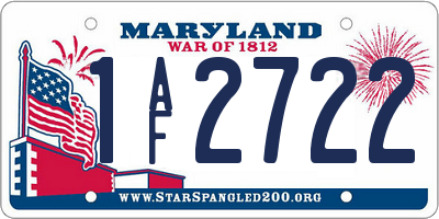 MD license plate 1AF2722