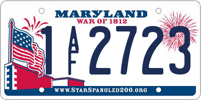MD license plate 1AF2723