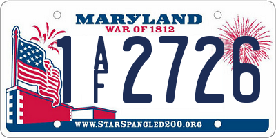 MD license plate 1AF2726