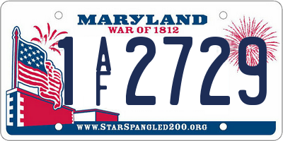 MD license plate 1AF2729