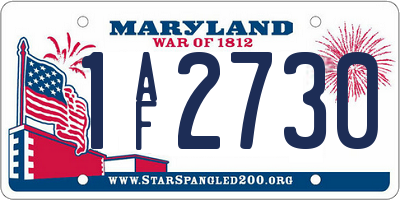MD license plate 1AF2730
