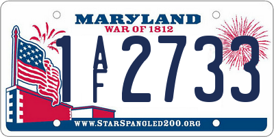 MD license plate 1AF2733