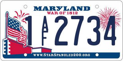 MD license plate 1AF2734