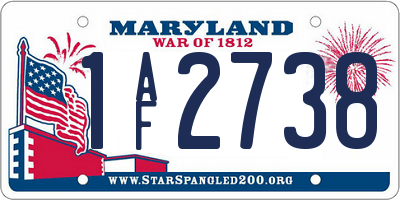 MD license plate 1AF2738