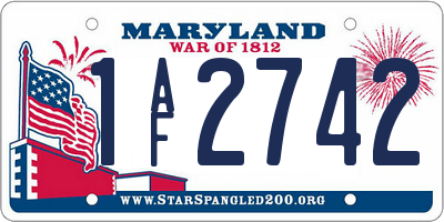 MD license plate 1AF2742