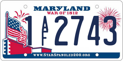 MD license plate 1AF2743
