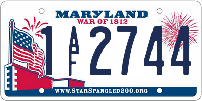 MD license plate 1AF2744