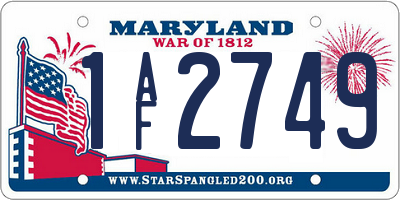 MD license plate 1AF2749