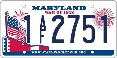 MD license plate 1AF2751