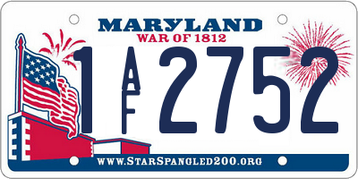 MD license plate 1AF2752