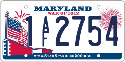 MD license plate 1AF2754