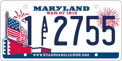 MD license plate 1AF2755