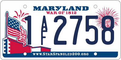 MD license plate 1AF2758