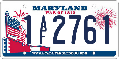 MD license plate 1AF2761