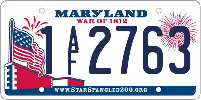 MD license plate 1AF2763