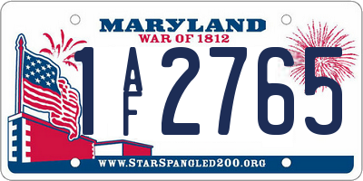 MD license plate 1AF2765