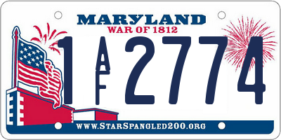 MD license plate 1AF2774