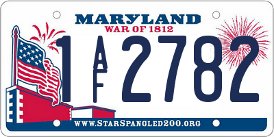 MD license plate 1AF2782