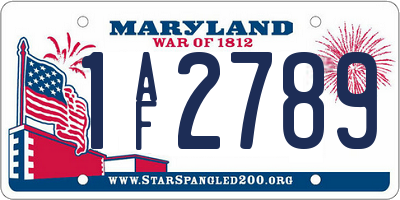 MD license plate 1AF2789